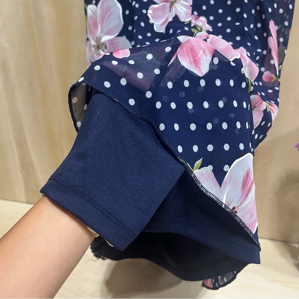 Navy Pink Summer Casual Floral Sleeveless Tank Dress Size 12 Robbie Bee - Picture 5 of 5